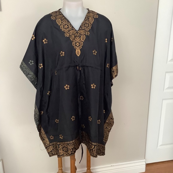 Black&Gold light caftan tunic XL 39-42 bust - Picture 8 of 12